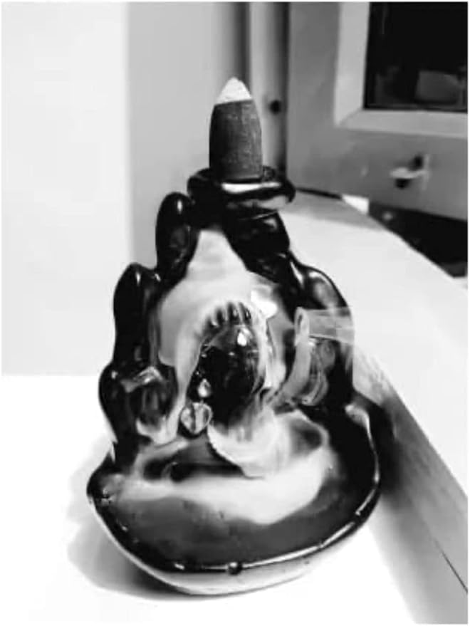 Lord Adiyogi Shiva Statue with Incense Folder, Mahadev Murti for Mandir, Home/Office Decor with Free 20 Incense Cones (Handmade)