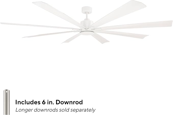 Modern Forms Size Matters Indoor and Outdoor 8-Blade 84in Smart Ceiling Fan in Matte White with Remote Control with Alexa and iOS or Android App