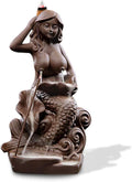 OTOFY Mermaid Ceramic Incense Holder Backflow Incense Burner with 10 Incense Cones Artwork Home Décor Figurine Aromatherapy Sculptures Fantasy Gifts (Mermaid)