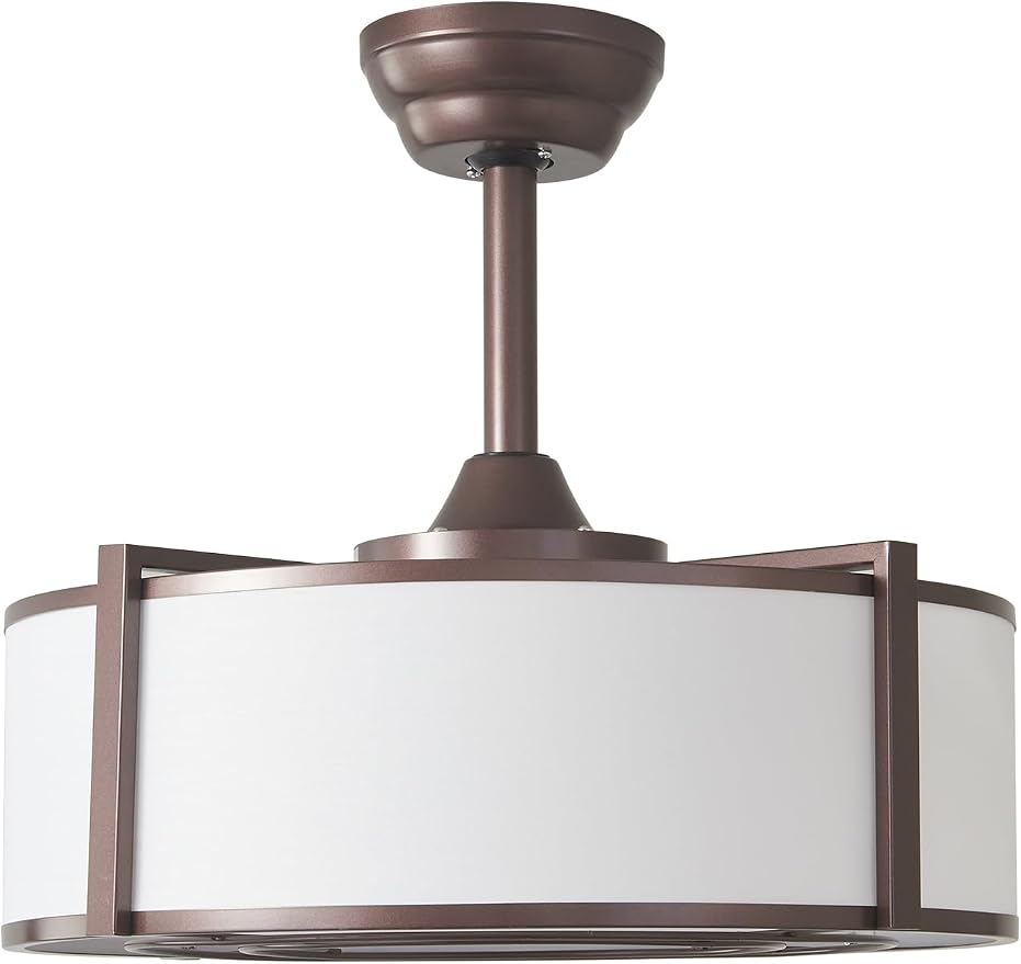 20" Brown Fandelier Ceiling Fans with Lights, Boho Rattan Ceiling Fan with Light Remote Control, Caged Mid-Century Modern with 6 Speeds for Bedroom, Nursery, Living Room