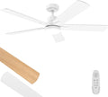 Ceiling Fan With Light 52-Inch, Remote Control Reversible DC Motors, 3CCT Dimmable Timer Noiseless, Nickel Ceiling Fan for Bedroom Living Room, Indoor&Outdoor ETL Listed
