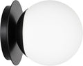 1 Pack Matte Black Wall Sconce, Modern Bathroom Sconce with Milky Globe Glass, Wall Light for Bathroom Mirror, Living Room, Hallway (Bulb Not Included)