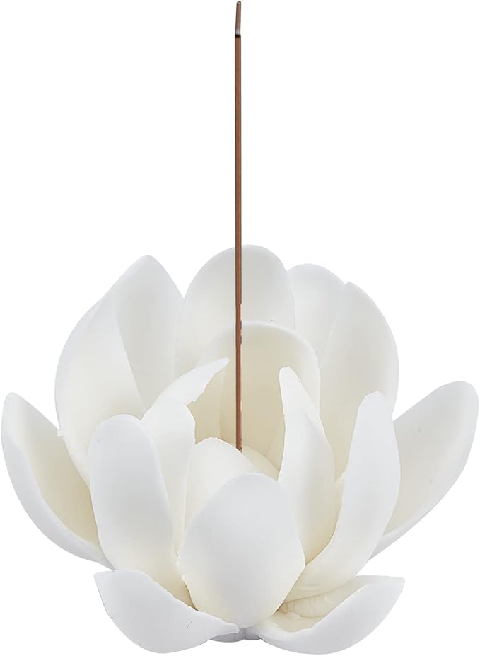 GORGECRAFT White Lotus Incense Holder Ceramic Incense Burner Flower Stick for Yoga Studio Living Room Home Decor(2.1 Inch)