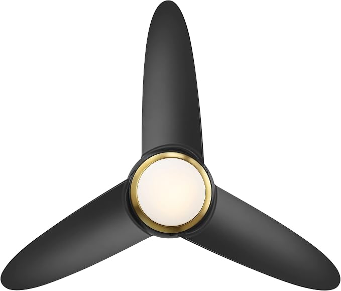 WAC F-094L-SB/MB Loft 38" Outdoor Ceiling Fan with LED Lights and Remote, Soft Brass Matte Black