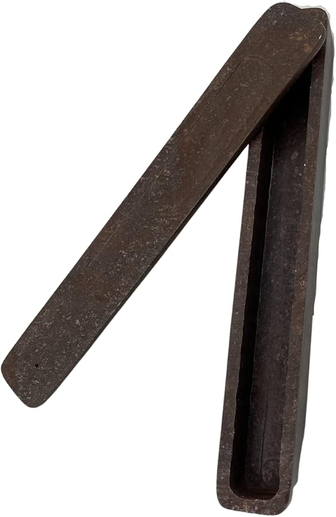 Hand Carved Soapstone Incense Burner Box 10" Inches Storage Incense Holder, Dark Brown Incense Stick Stand, Stick Holder, Incense Burners