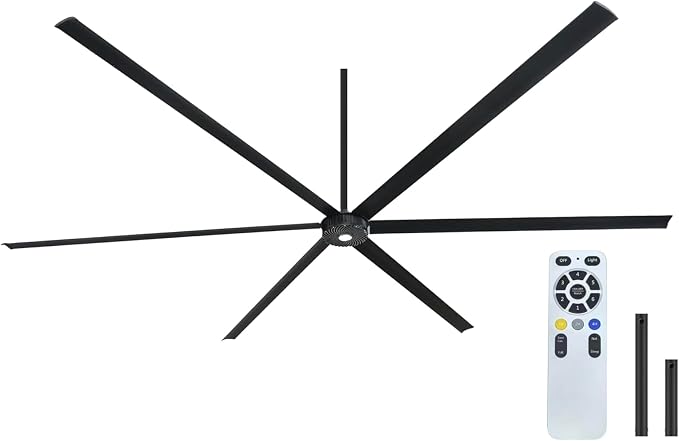 144-Inch HVLS Industrial Ceiling Fan Large Commercial Ceiling Fan +32,000 CFM with Remote, PMSM Motor, 6 Speeds, Reversible, for Warehouse, Gym, Barn, Shop, Garage | AA-Orion 144" (Black)