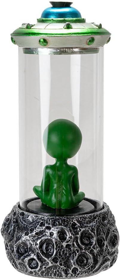Pacific Giftware Alien UFO Backflow Incense Burner with Sci-Fi Spaceship Design Unique Resin Decor for Aromatherapy and Space-Themed Home Accents 9.13" Tall