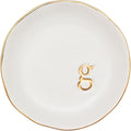 COLLECTIVE HOME Ceramic Jewelry Tray, Trinket Dish, Gifts for Women (G) | Mother's Day, Birthday, Christmas, Engagement Gifts, Vanity, Nightstand Decor, Embossed Gold Monogram Ring Dish with Gift Box