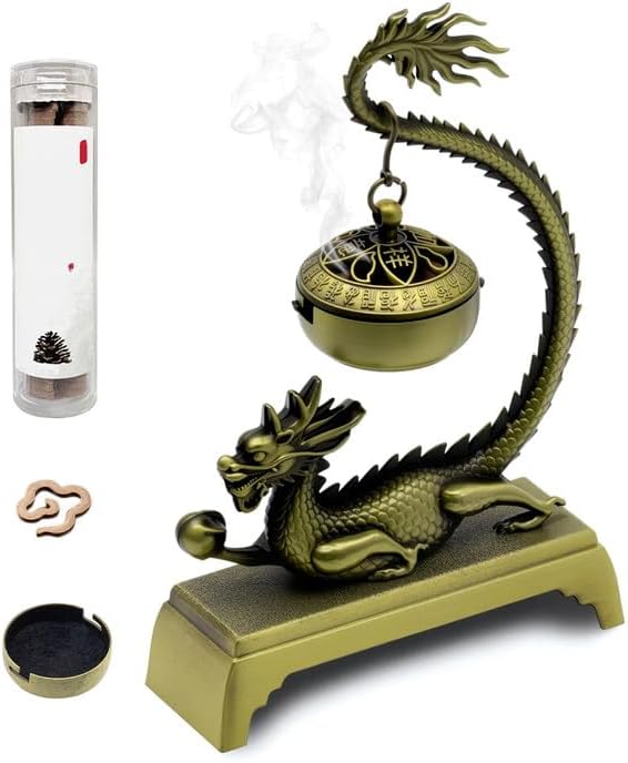 Dragon Incense Burner & Stick Holder with 40 Incense Sticks – Aroma Diffuser for Home Spa, Meditation Room & Zen Decor (Dragon)