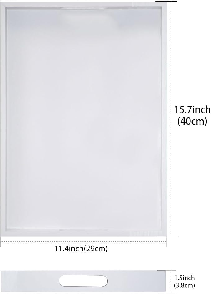 Krismax Wooden Serving Tray with Handles, Serving Platter 15.7x11.4 Inch Food Drinks Tray for Coffee Table,Decorative Storage Tray for Entertaining, Breakfast Tray in Bed,Lunch,Dinner,BBQ(White)