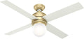 Hunter Hepburn, Indoor, Ceiling Fan, with LED Light, 52 inch, Modern Brass | Standard Mount, Wall Control, 4 Blades, For Bedroom, Living Room, Kitchen, 59320, Includes Bulbs, 59320