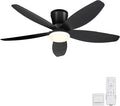 Surtime 42" Ceiling Fans with Lights-Low Profile Ceiling Fan with Light and Remote Control,Flush Mount,DC Reversible,LED Dimmable Blakc Ceiling Fans for Bedroom,Indoor/Outdoor Patio Use