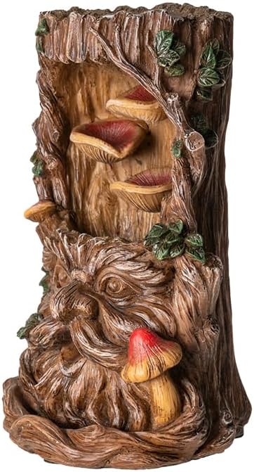 Pacific Giftware Greenman Backflow Incense Burner with LED Light Nature Inspired Tree of Life Spirit Design for Aromatherapy and Home Decor 6 Inches Tall