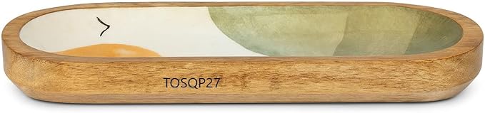 TOSQP27 Handmade Wooden Incense Holder for Sticks – Orange Resin Art Tray | Handcrafted Ash Catcher for Meditation, Yoga & Home Fragrance | Decorative Wooden Incense Burner Gift for Adults