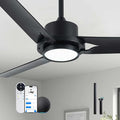 52 Inch Modern Smart Ceiling Fan with LED Lights and WiFi Alexa APP Remote,Black Ceiling Fan with ABS Blades,3CCT,6 Speed,Quiet Reversible DC Motor Indoor Outdoor Fan for Patio,Garage,Bedroom