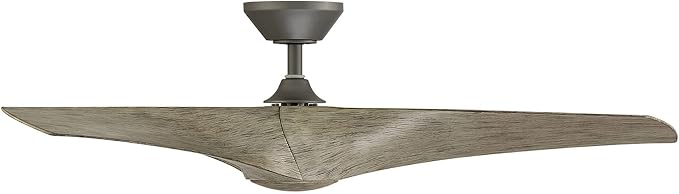 Modern Forms Zephyr 3 Blade 52 in. Indoor and Outdoor Smart Downrod Ceiling Fan with Remote Control - Integrated LED Selectable 4CCT 2700K-3000K-4000K-5000K - Graphite/Weathered Wood