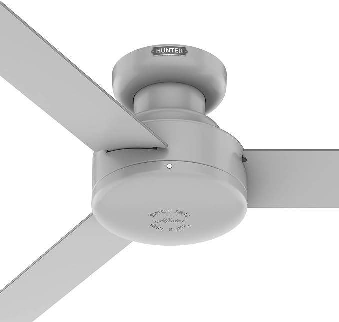 Hunter - Presto Indoor Low Profile Ceiling Fan, Wall Control, 52-inch, Dove Grey, Casual-style, Bedroom Ceiling Fans, 52406, for living rooms, home offices, kitchens | For Bedroom, Living Room, Kitchen, Home Office, 52406