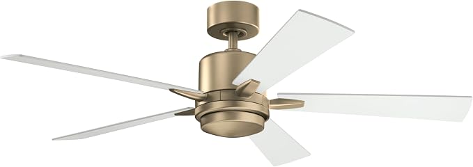 Kichler Lucian Elite 52 in Indoor Ceiling Fan with LED Light, 5 Blade Modern Champagne Bronze Fan with Matte White Blades for Bedroom, Living Room, Office, 330000CPZ