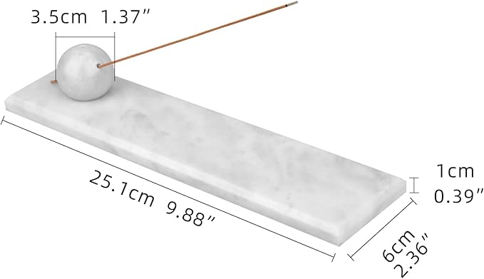 Marble Incense Holder Tray Incense Burner Modern Minimalist Home Deco and Desk Incense Holder for Sticks (Grey White)