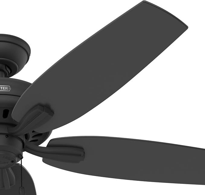 Hunter Newsome, Indoor, Ceiling Fan, No Light, Quiet, 52 inch, Matte Black