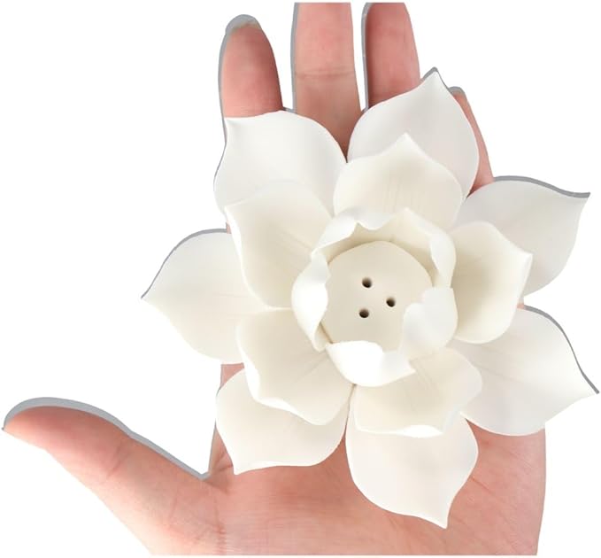 Leadigol White Lotus Incense Holder,3.9 Inch Ceramic White Lotus Incense Burner,Ceramic Flowers Stick Incense Burner Holder,for Home Decor