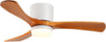GESUM 42" Flush Mount Ceiling Fan with Lights3 Wood Blades, Reversible,Dimmable, Low Profile Ceiling Fan with Remote Control for Living Room Kitchen Bedroom(White+Wood)