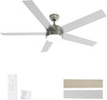 POCHFAN 60 Inch Brushed Nickel Ceiling Fans with Lights and Remote Control, Quiet Modern Ceiling Fan for Bedroom, Living Room,Dining Room,Dimmable 3-Color Temperatures 6-Speed