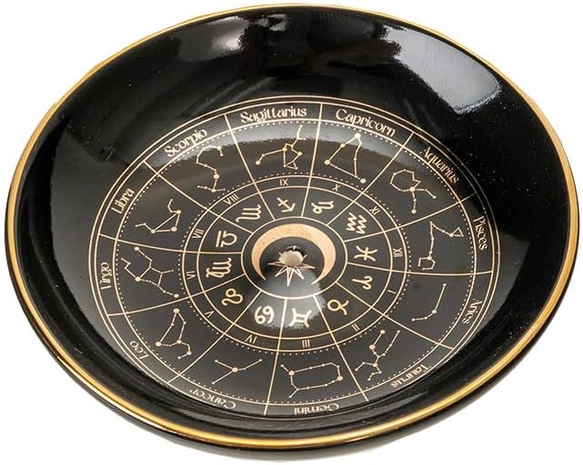 Pacific Giftware Astrology Wheel Incense Holder Ceramic Zodiac Constellation Design Ideal for Aromatherapy and Home Decor 3.62" x 3.62"