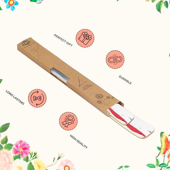 NAQSH Wooden Incense Holder Tray for Sticks - Incense Burner Holder - Insense for Table Decorations and Boho Gifts (Multi Feather White)