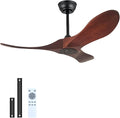 36 Inch Ceiling Fan No Light, 6-Speed Silent DC Motor, Solid Wood Reversible Modern Style Ceiling Fan, Suitable For Living Room, Dining Room, Bedroom, Outdoor