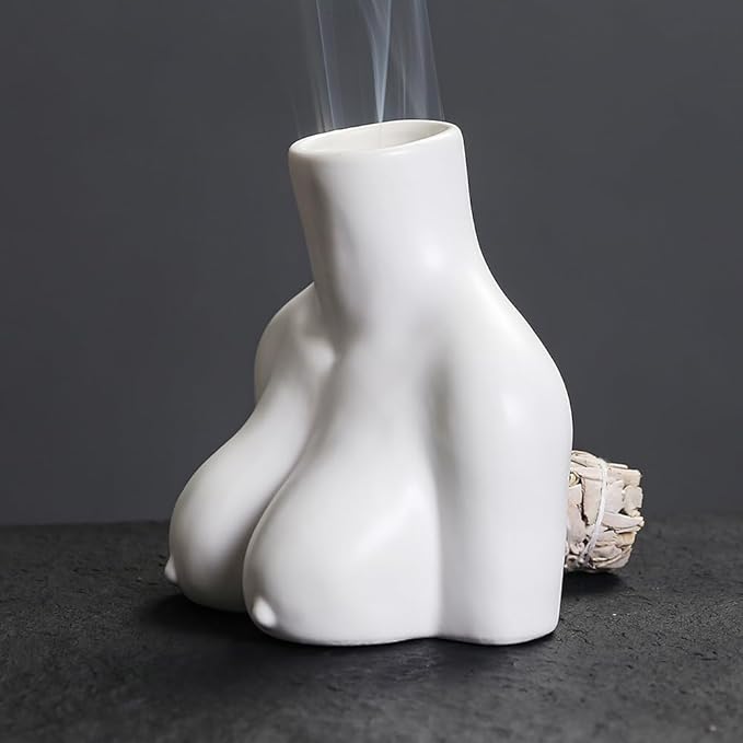 Palo Santo Holder Ceramic Incense Holder for Burning Palo Santo Sticks and Sage Sticks, Creative Palo Santo Burner for Spiritual Meditation & Yoga, Sage Holder for Tabletop Art Decorative (White)