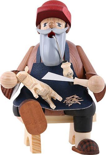 KWO Smoking Men Incense Holder, Carver, 16 cm, Wood, Multicolour, One Size