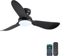 Kviflon 46 Inch Modern Ceiling Fans with Lights, Small Flush Mount Ceiling Fan with Light and Remote/APP Control, 3 Reversible Curved Blades, 6 Speeds, 3 CCT Dimmable Lights for Bedroom, Black