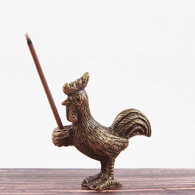 4Pcs Chinese Zodiac Incense Holder Mini Cow, Chicken, Snake and Mouse Animals Stick Alloy Incense Base Home Decoration Accessories Metal Crafts