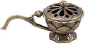 1Pcs Mini Zinc Alloy Lotus Flower Incense Holder with Lid Retro Hollow Out Ash Catcher with Handle for Cones for Yoga Spa Aromatherapy Enthusiasts