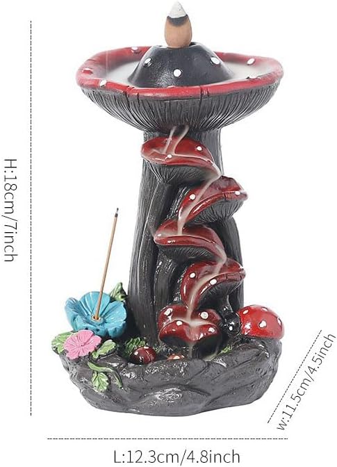 New Mushroom Backflow Incense Burner,Ceramic Incense Cone Holder with 20 Incense Cones and 30 Incense Sticks，Incense Waterfall | Cones Holder Used for Relaxation, Meditation, and Home Decoration