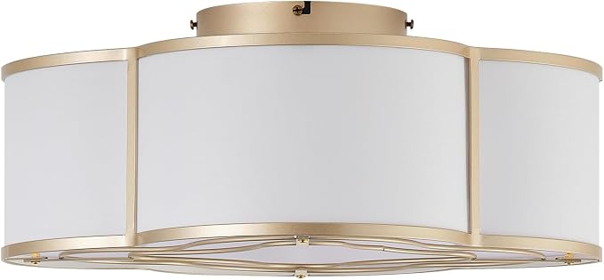 20" Boho Ceiling Fan with Light, Rattan Flush Mount Ceiling Fan with Light Remote Control, Caged Enclosed with 6 Speeds for Bedroom, Living Room, Foyer, Nursery (Gold)