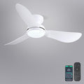 Kviflon 46 Inch Ceiling Fans with Lights, Small Flush Mount Ceiling Fan, Remote/APP Control, 3 Reversible Curved Blades, 6 Speeds, 3 CCT Dimmable Lights for Bedroom, White