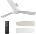 Ceiling Fans with Lights, 42 Inch Ceiling Fan with Light And Remote, 3CCT Flush Moun Low Profile Ceiling Fans, 6 Speed Noiseless LED Ceiling Fan, White Ceilings Fan with Remote for Bedroom Living Room