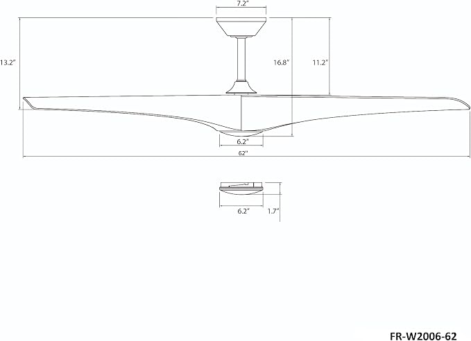 Modern Forms Zephyr 3 Blade 62 in. Indoor and Outdoor Smart Downrod Ceiling Fan with Remote Control - Integrated LED Selectable 4CCT 2700K-3000K-4000K-5000K - Bronze/White Oak