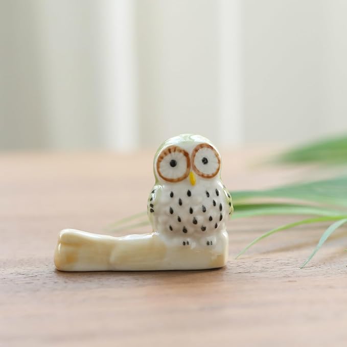 Set of 3, Japanese Handmade Mini Cute Owl Ceramic Incense Stick Holder, Adorable Animal Theme Inscent Tray for Home Decor Yoga Spa Meditation, 2 inches