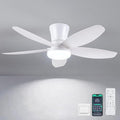 Surtime Ceiling Fans with Lights-36 Low Profile Ceiling Fan with Light and Remote/APP Control,Flush Mount,DC Reversible,LED Dimmable Modern Ceiling Fans for Bedroom,Indoor/Outdoor Patio Use(White)