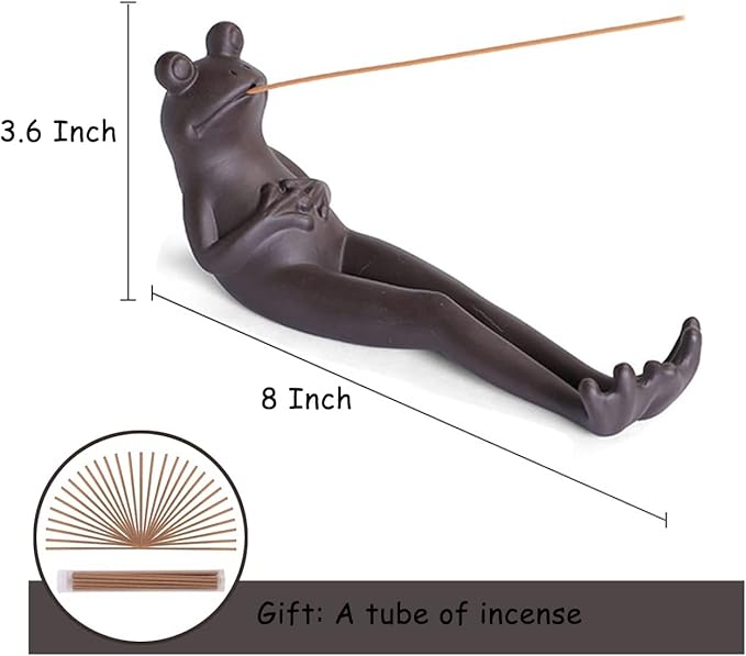 Frog Incense Holder with 45 Incense Sticks,Romehaha Ceramic Incense Stick Holder Aromatherapy,Yoga,Meditation,Home,Office Desk Decor,Incense Burner Ash Catcher Frog Ornament