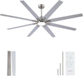 Newday 72 inch Brushed Nickel Modern Ceiling Fans with Lights and Remote, Indoor/Outdoor Ceiling Fan for Living Room Patio, 6 Speed Reversible Quiet DC Motor, 3 CCT, Dual Finish Blades