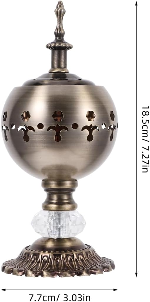 Iron Incense Burner Candle Stand 7.28X3.03In Aromatherapy Furnace Essential Oil Diffuser with Decorative Hollow Design for Home Study Bedroom Yoga