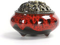 Ceramic Incense Burner, Coil Cone Stick Incense Burner Holder, Home Ornaments Incense Seat, Disc Censer Zen Decor (Fambe Red)
