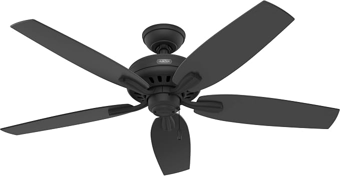 Hunter Newsome, Indoor, Ceiling Fan, No Light, Quiet, 52 inch, Matte Black