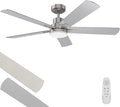 Ceiling Fan With Light 52-Inch, Remote Control Reversible DC Motors, 3CCT Dimmable Timer Noiseless, Nickel Ceiling Fan for Bedroom Living Room, Indoor&Outdoor ETL Listed