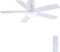 Wiviniya Ceiling Fans with Lights and Remote Control, 46 inch Low Profile Flush Mount Ceiling Fan, 3 CCT LED Dimmable Lights 5 Reversible Plastic Blades 6 Speeds for Bedroom Living Room, White