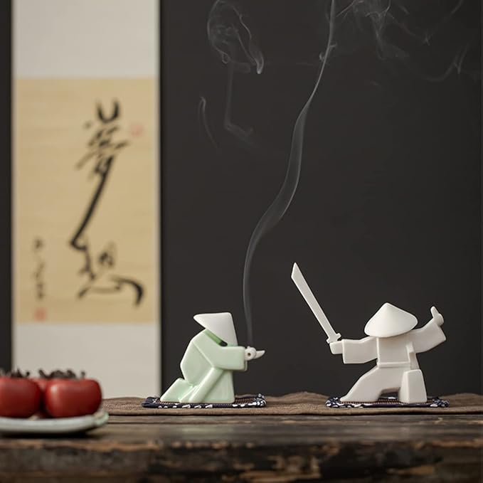 LYART Tea Pet Warrior Statue Figurine Tea Ornament Accessories Cute Kung Fu Tea Decoration Gift for Tearoom Home Office Children's Day Gift for Tea Lover (White1 and White2)